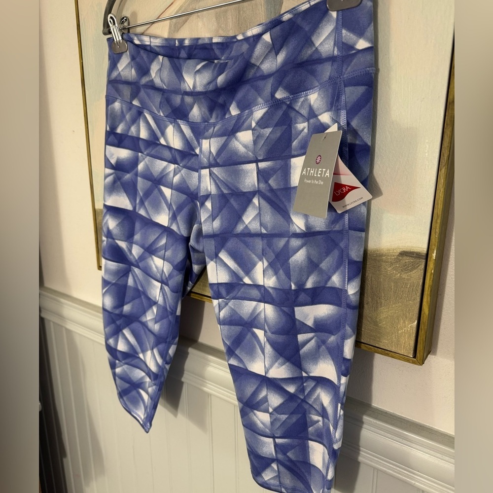 ATHLETA Diamond Chaturanga Knicker Legging Blue White NWT Size XL - Picture 5 of 9